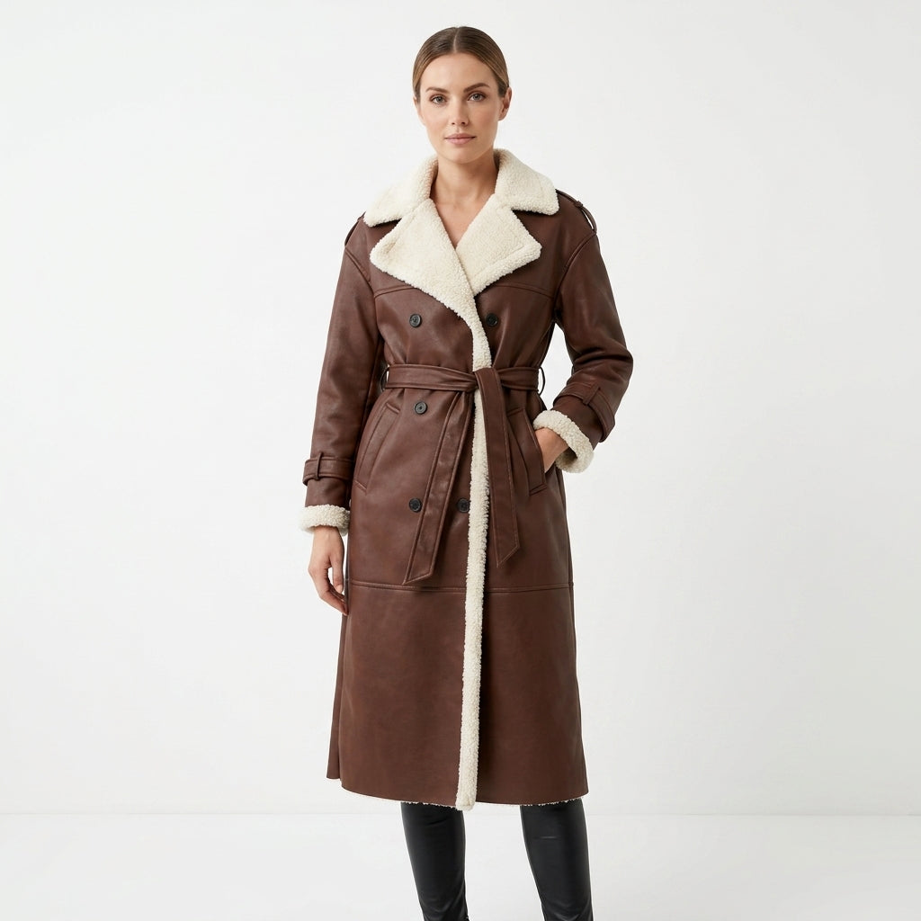 Shearling Wool Blend Button Vest For Women