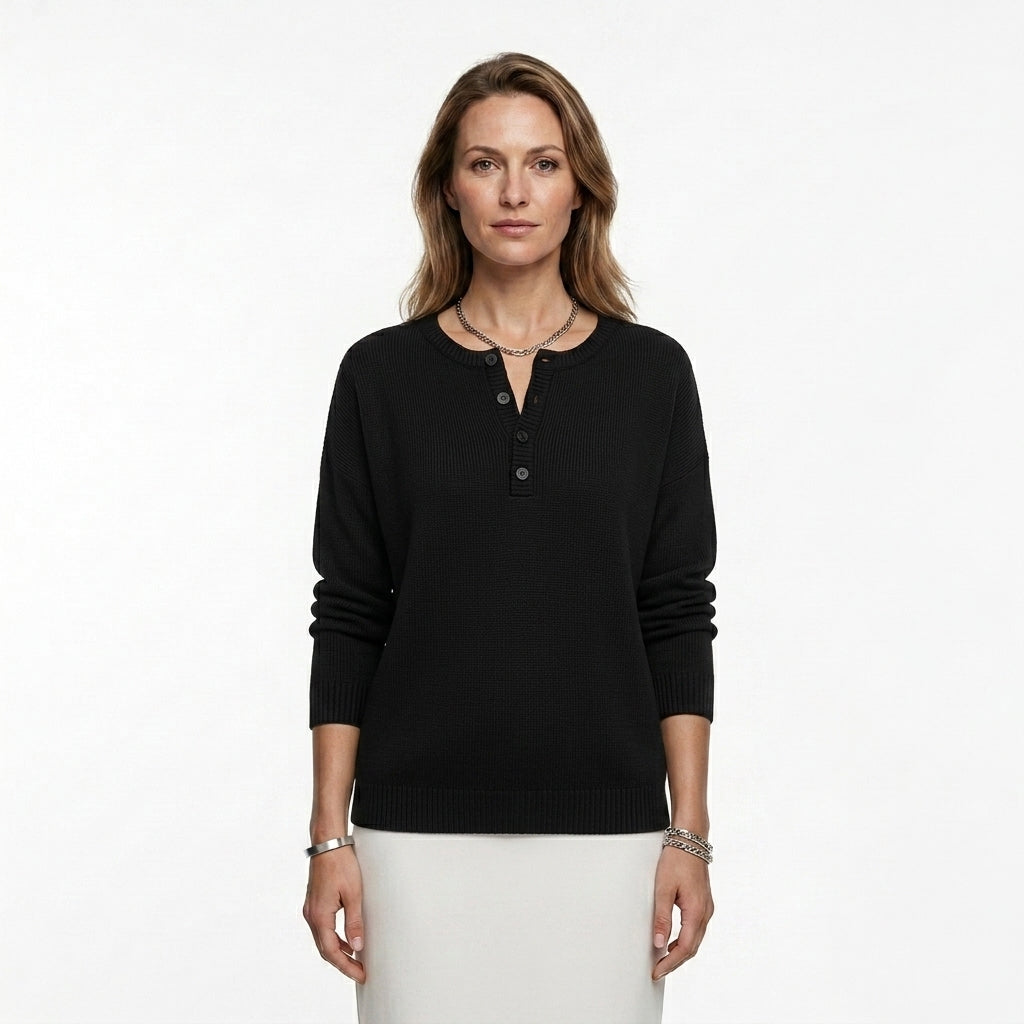 Relaxed Button Front Sweatshirt For Women