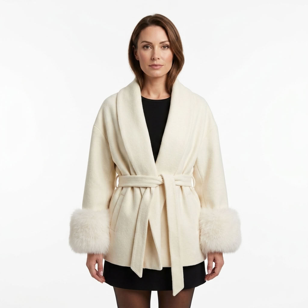 Elegant Belted Winter Coat For Women