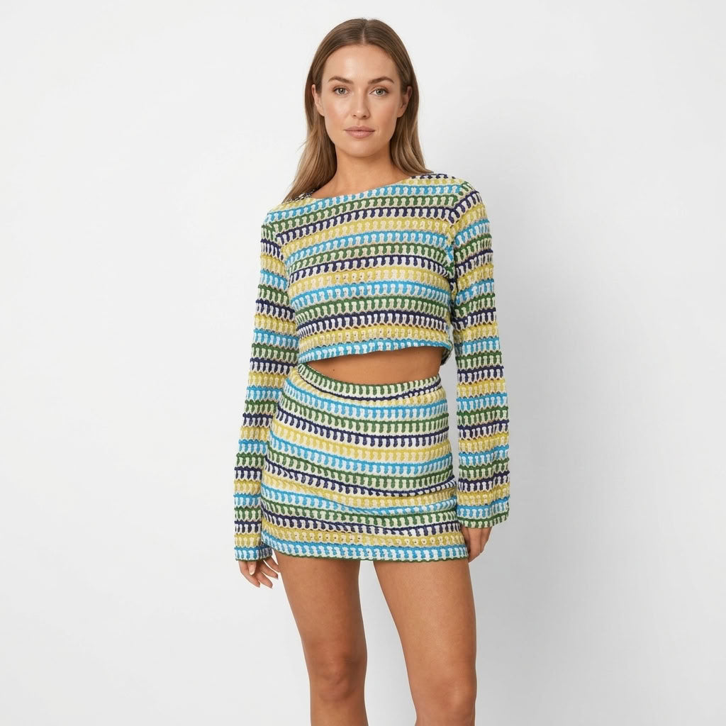 Puff Sleeve Two-Piece Summer Set For Women