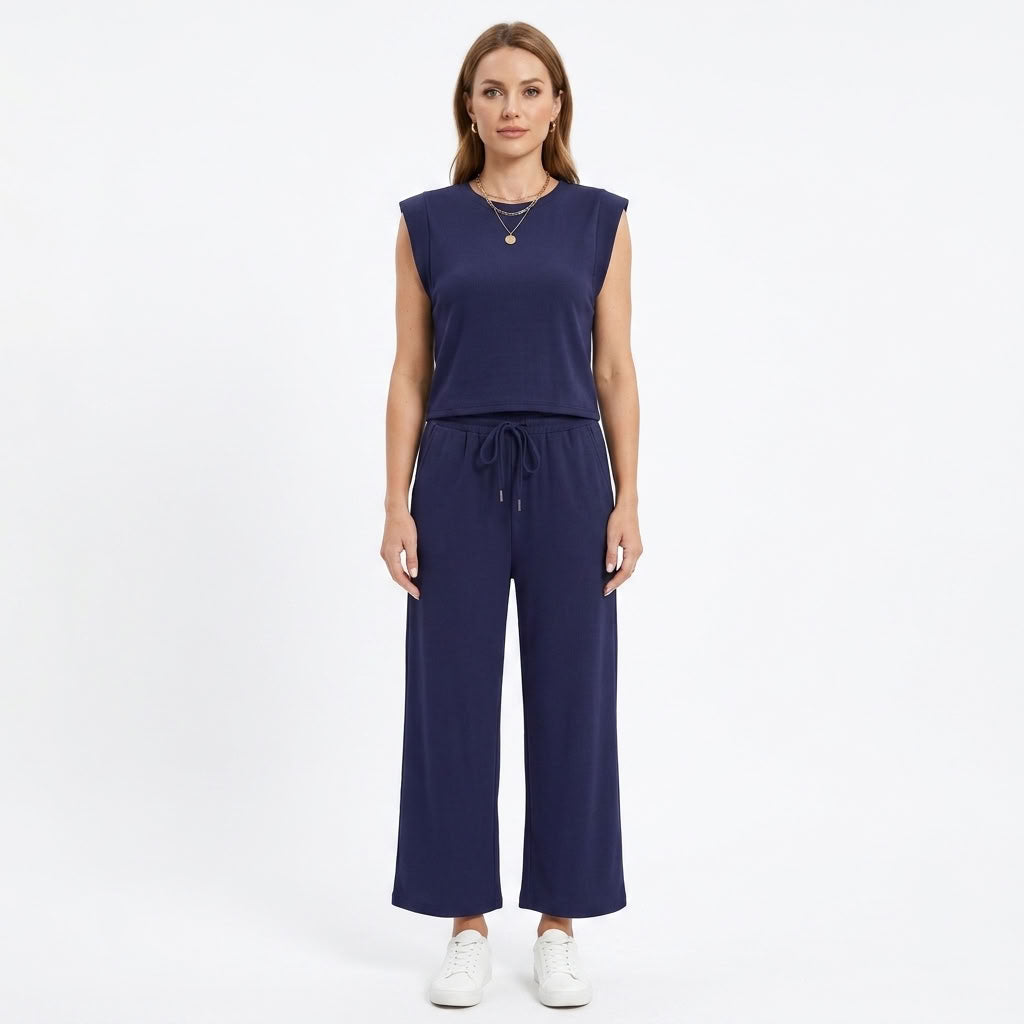 Relaxed Wide Leg Two-Piece Set For Women