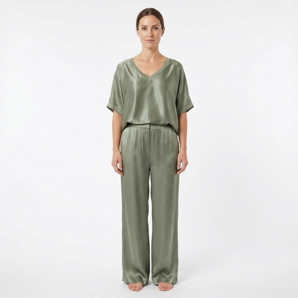 Women’s V-Neck Matching Top and Pants Set
