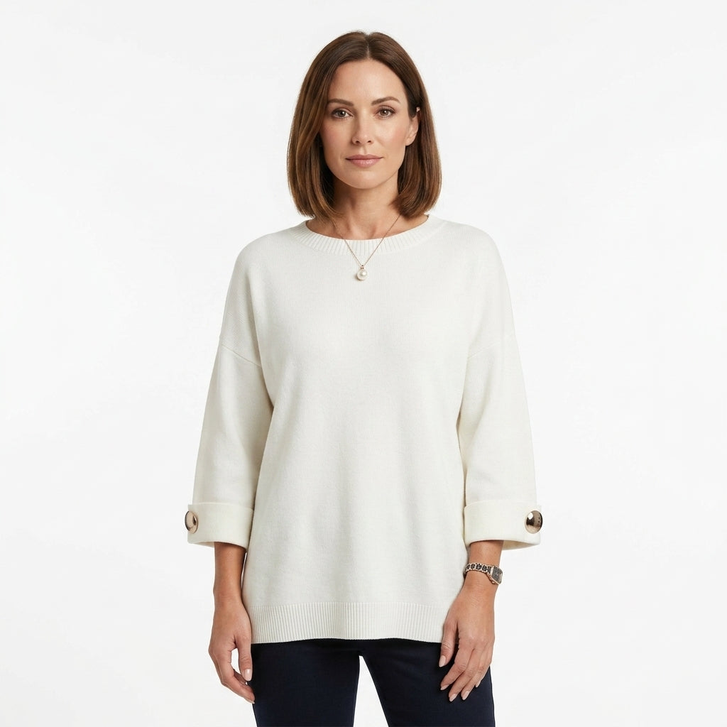 Oversized Wide Sleeve Button Sweater For Women