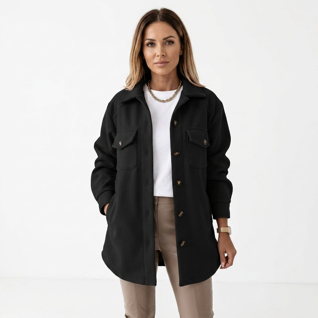 Long Button-Up Knit Coat For Women