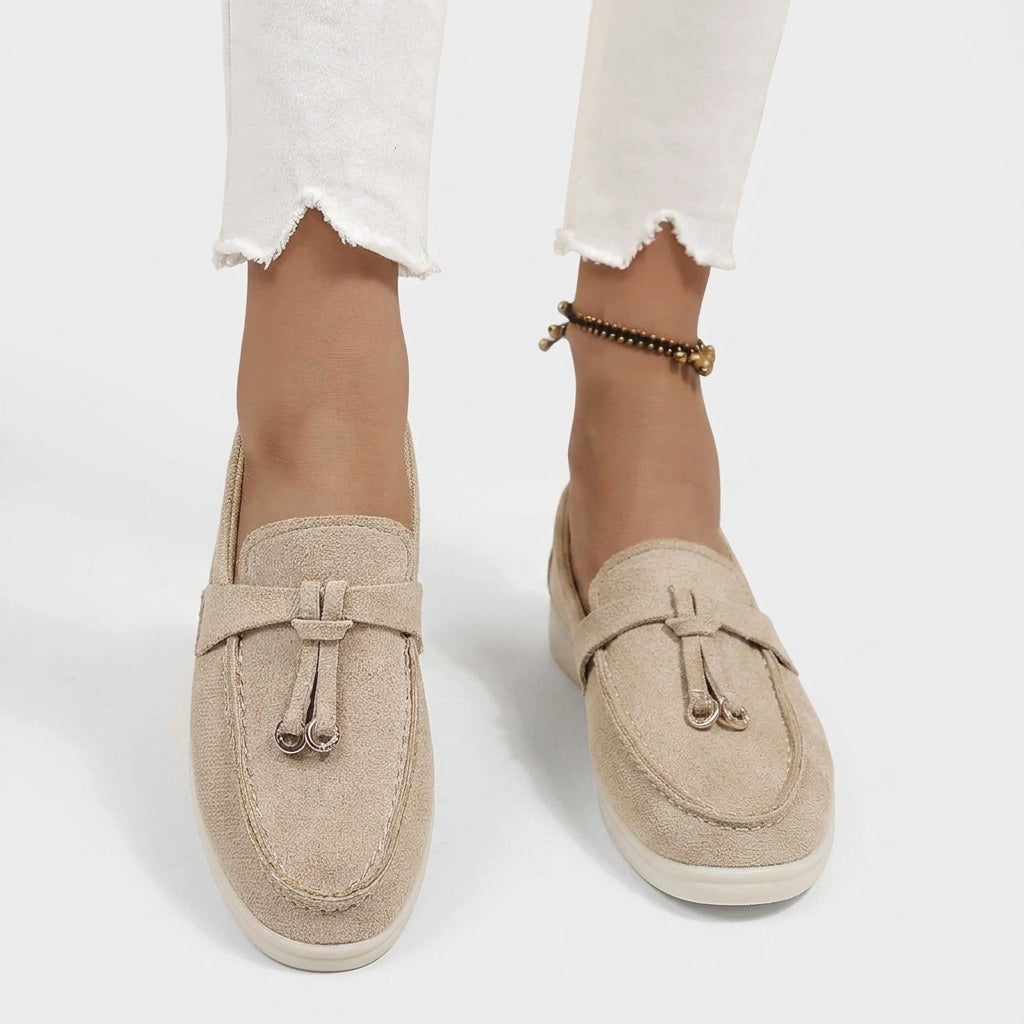 Beige Supportive Moccasins For Women