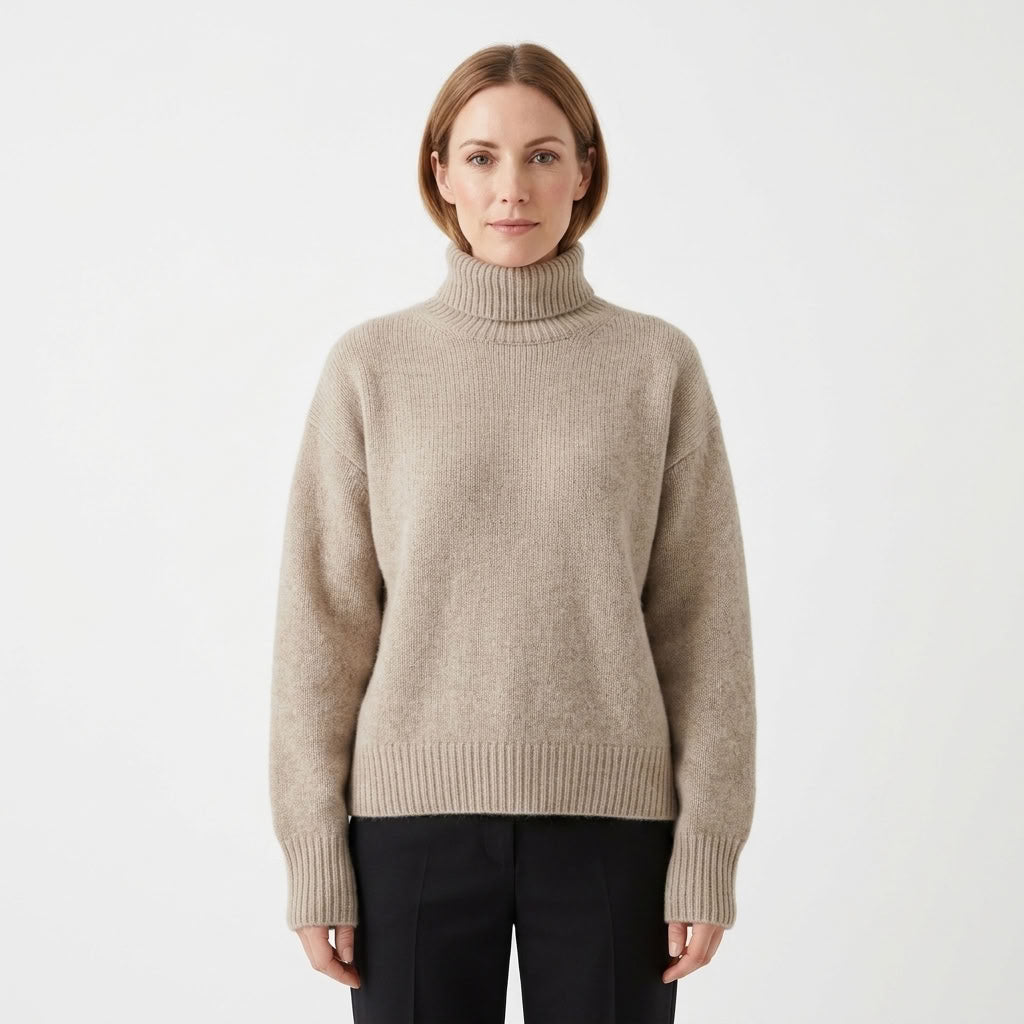 Minimalist Oversized Turtleneck Sweater For Women