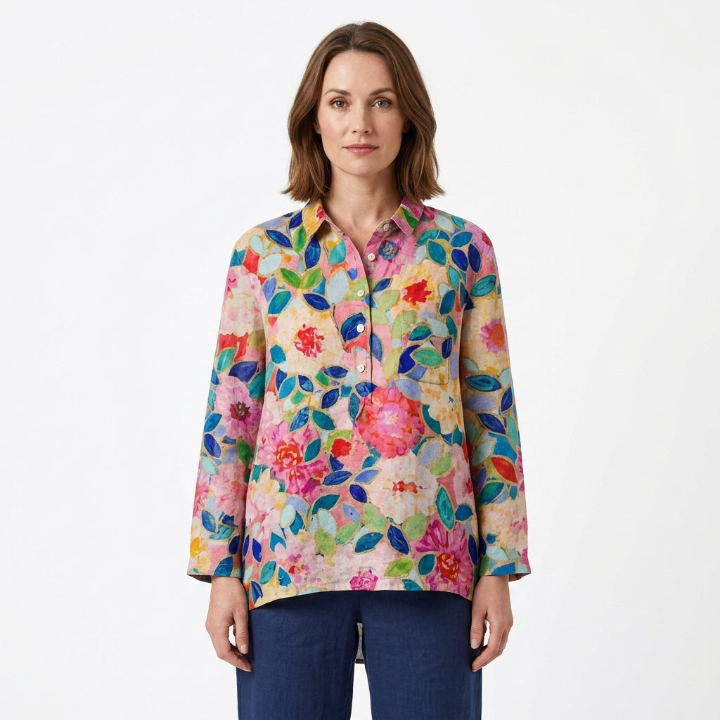 Tailored Floral Button Shirt For Women