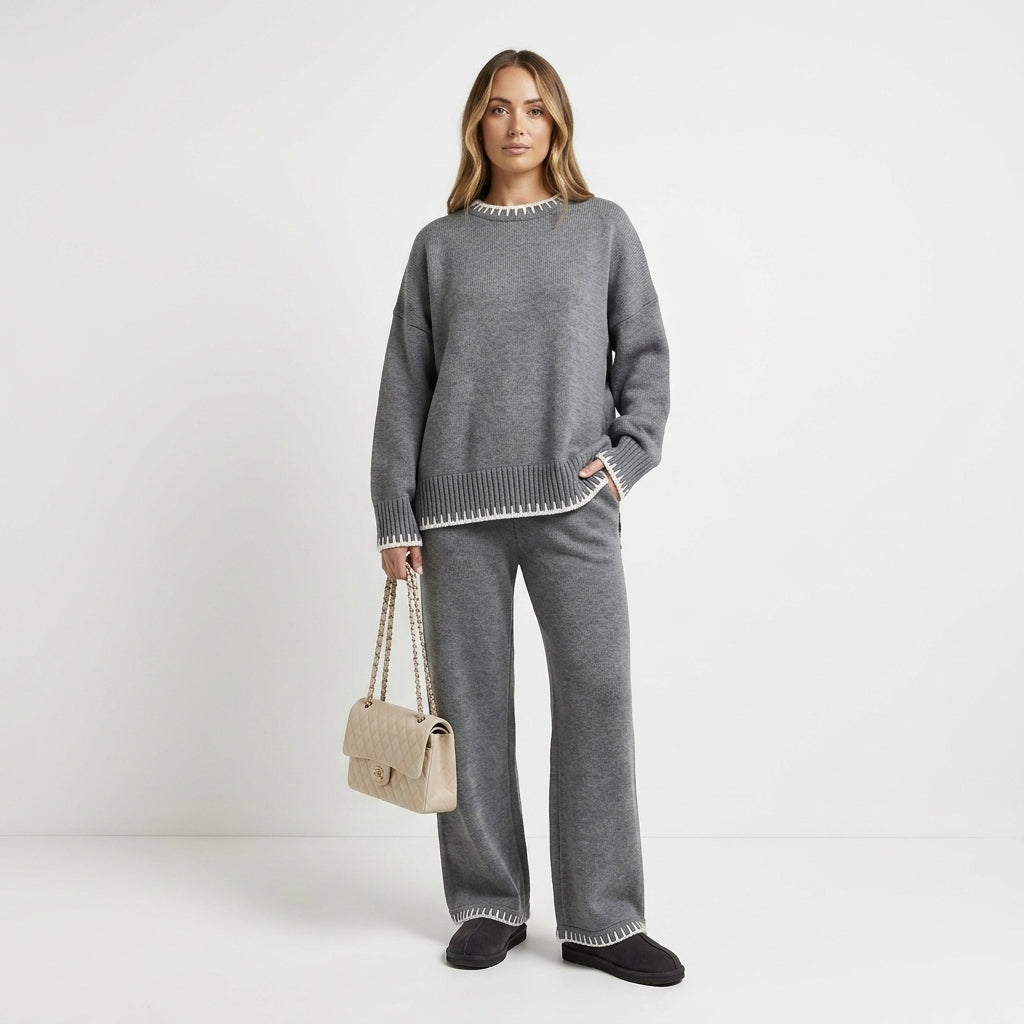 Knitted Top And Pants Set For Women