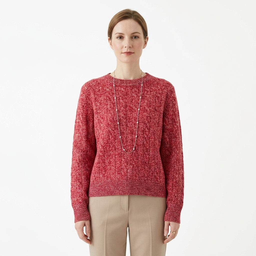 Classic Cable Knit Round Neck Sweater For Women