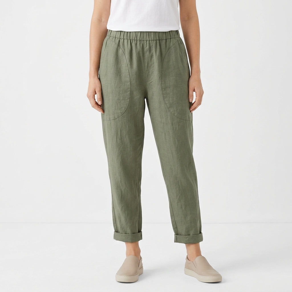 Relaxed Wide Leg Pocket Pants For Women