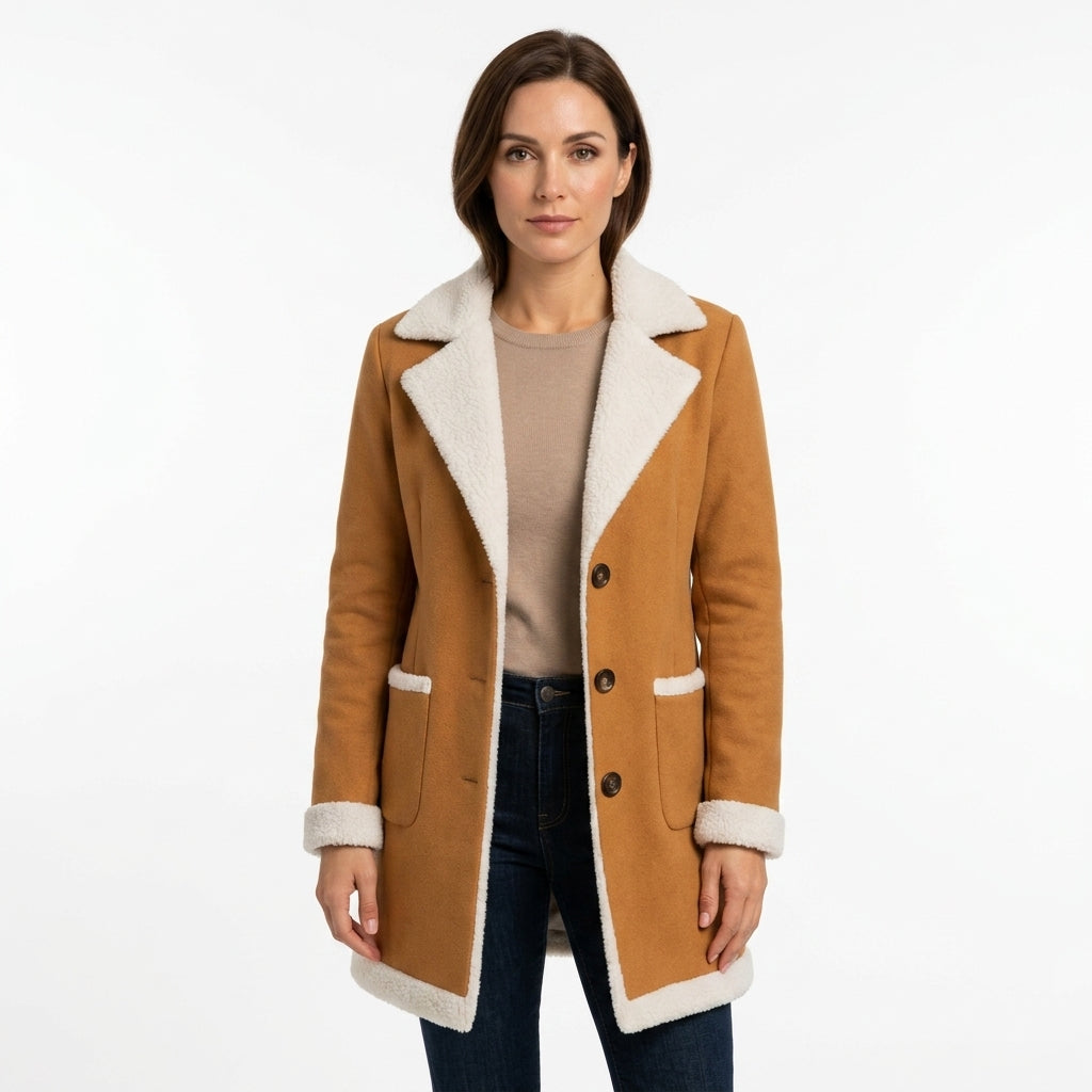 Classic Double Breasted Long Coat For Women