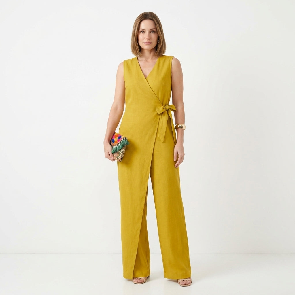 Sleeveless Wrap Design Jumpsuit For Women