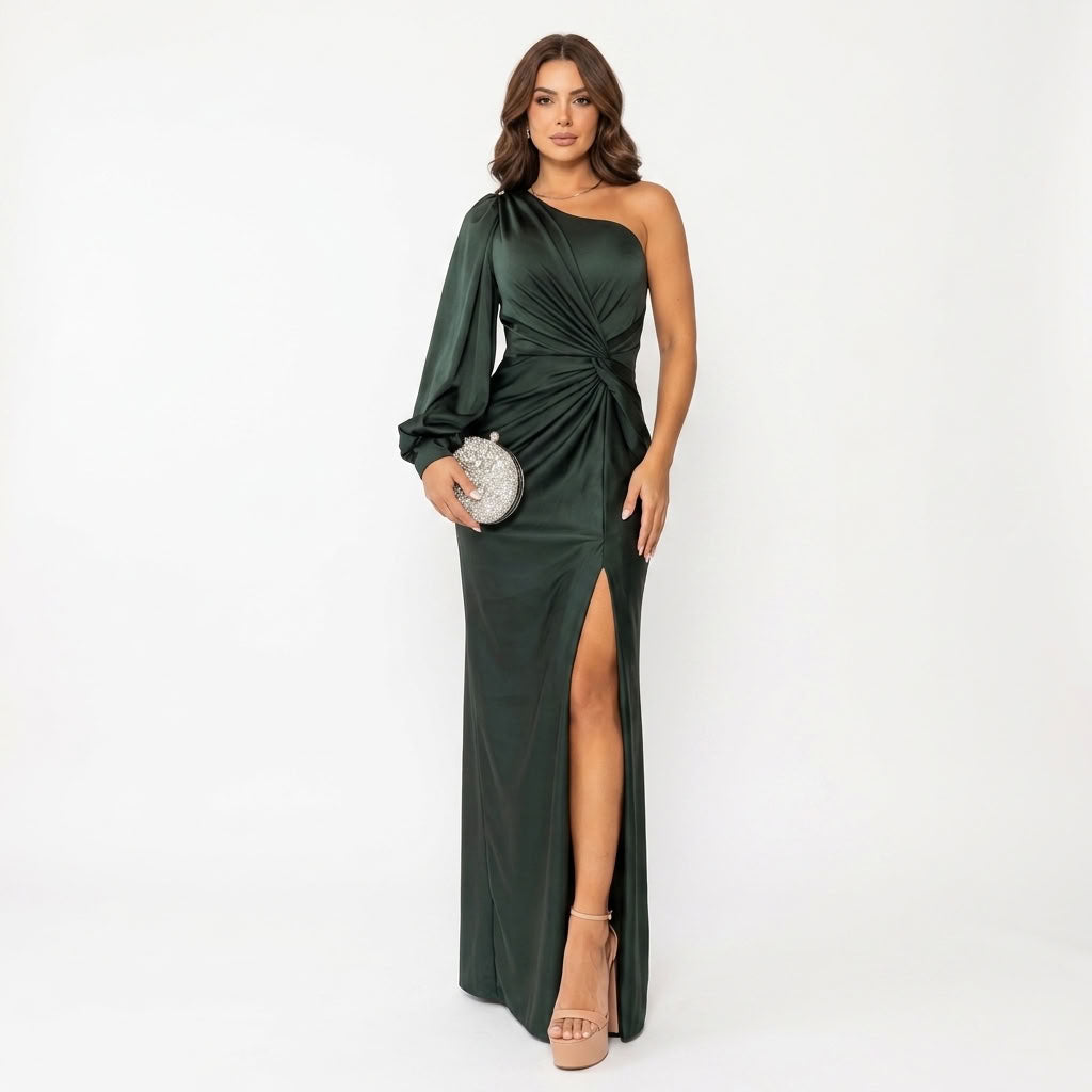 One-Shoulder Flowing Evening Dress For Women