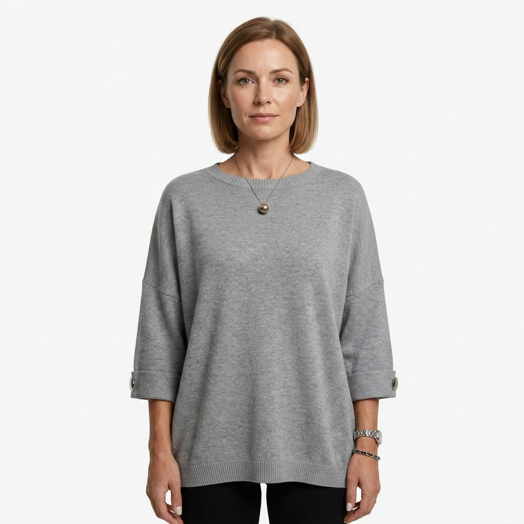 Oversized Wide Sleeve Button Sweater For Women