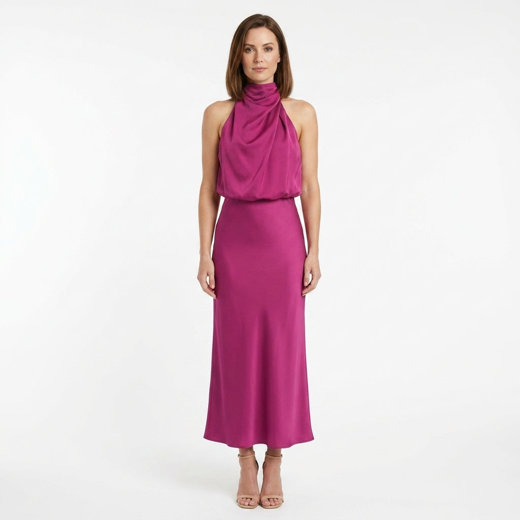 Draped Halter Evening Dress For Women