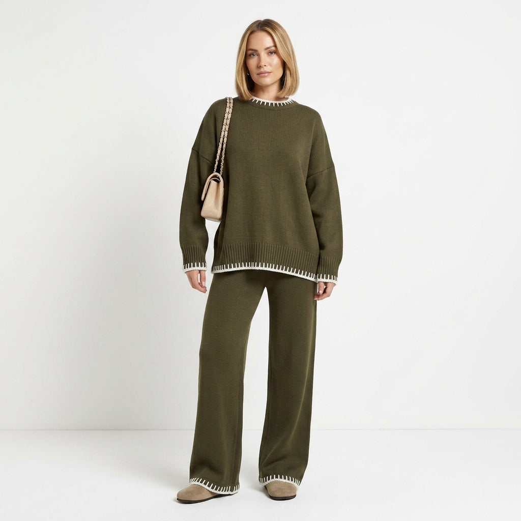 Knitted Top And Pants Set For Women