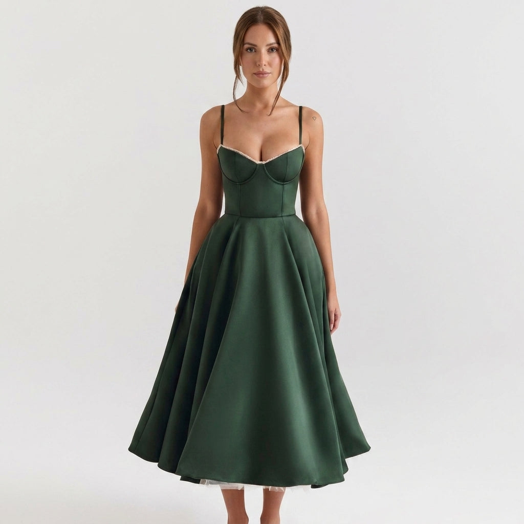 Stretch Day Dress With Hidden Pockets For Women