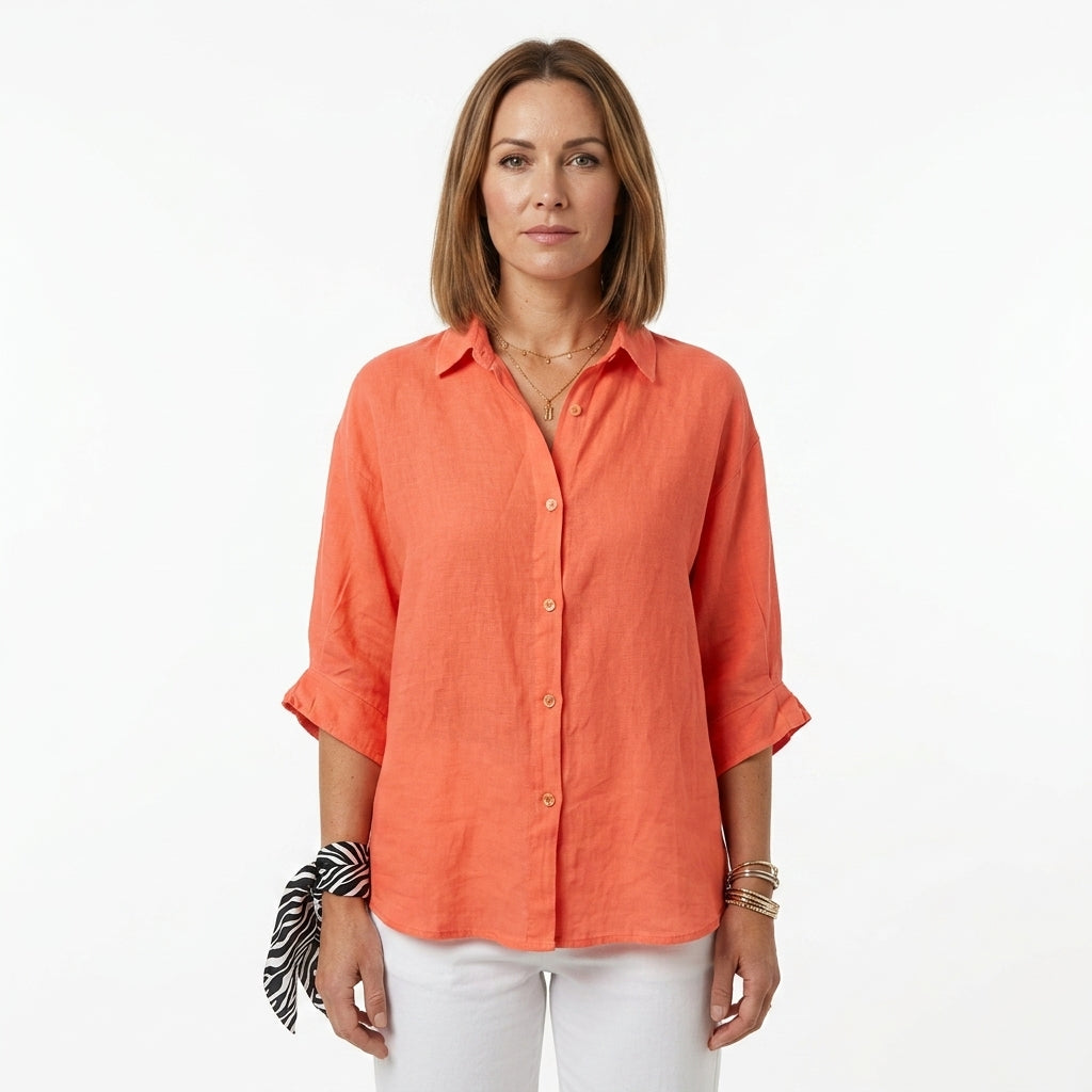 Pleated V-Neck Elegant Shirt For Women