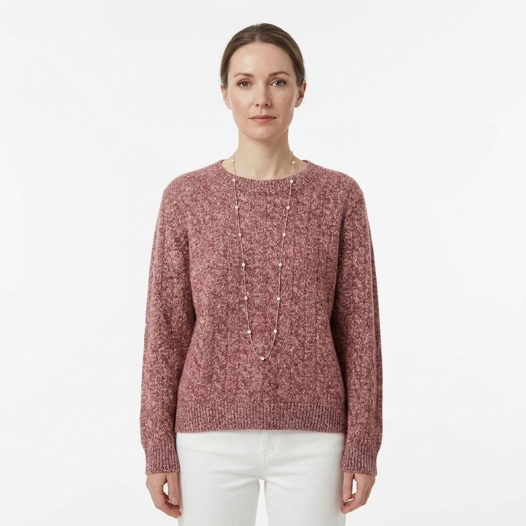 Classic Cable Knit Round Neck Sweater For Women