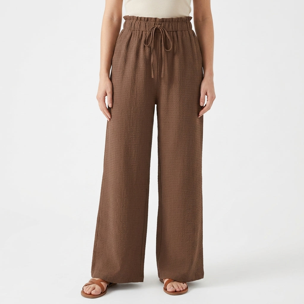 Lightweight Drawstring Wide Leg Pants For Women