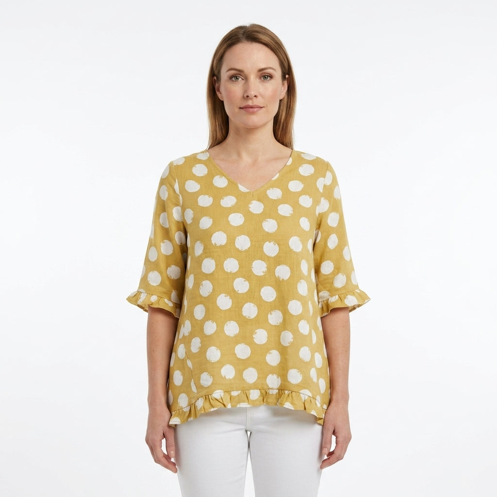 Polka Dot V-Neck Casual Top For Women
