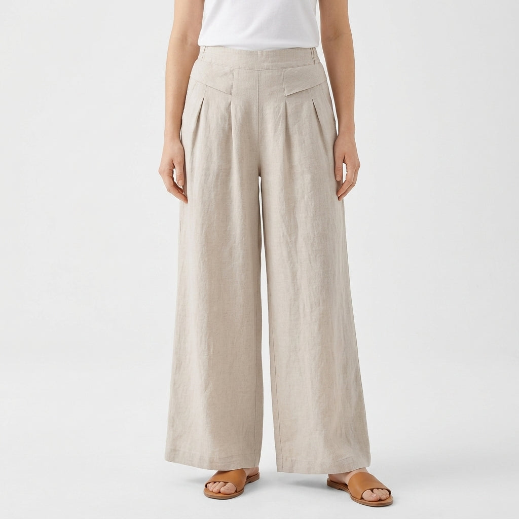Vintage Wide Leg Cropped Pants For Women
