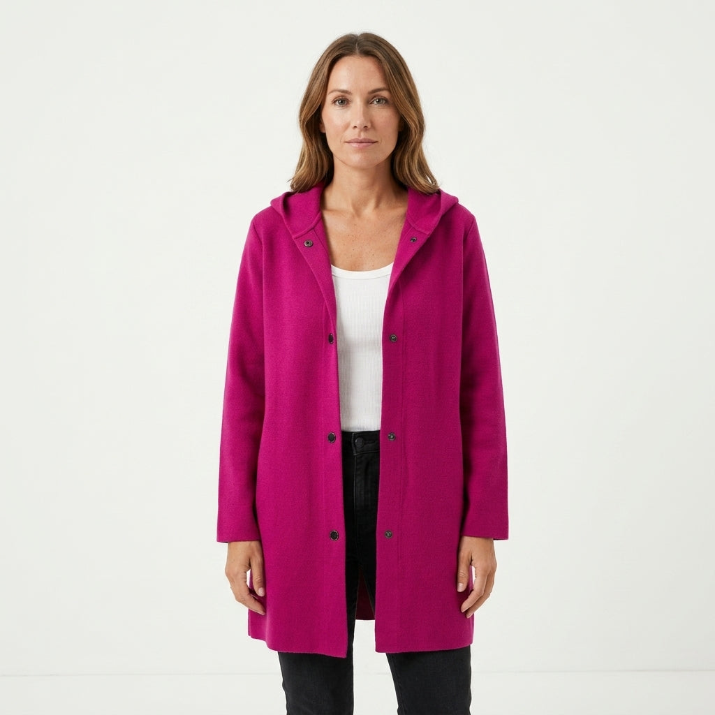 Belted Wool Blend Tailored Coat For Women