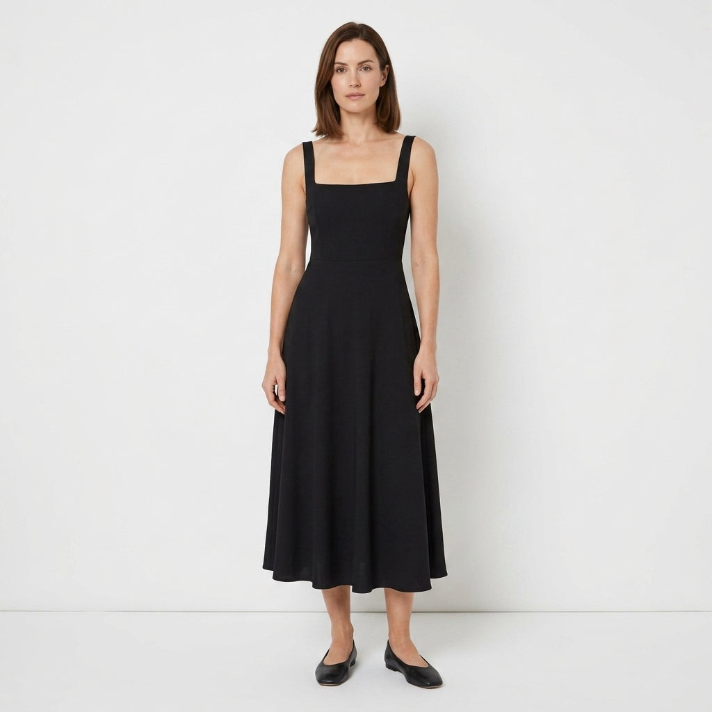 Square Neck Flowing Maxi Dress For Women