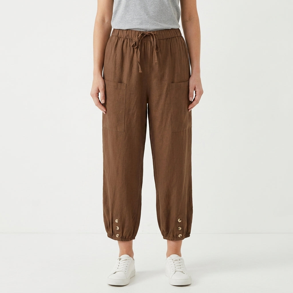 Relaxed Elastic Waist Pants For Women