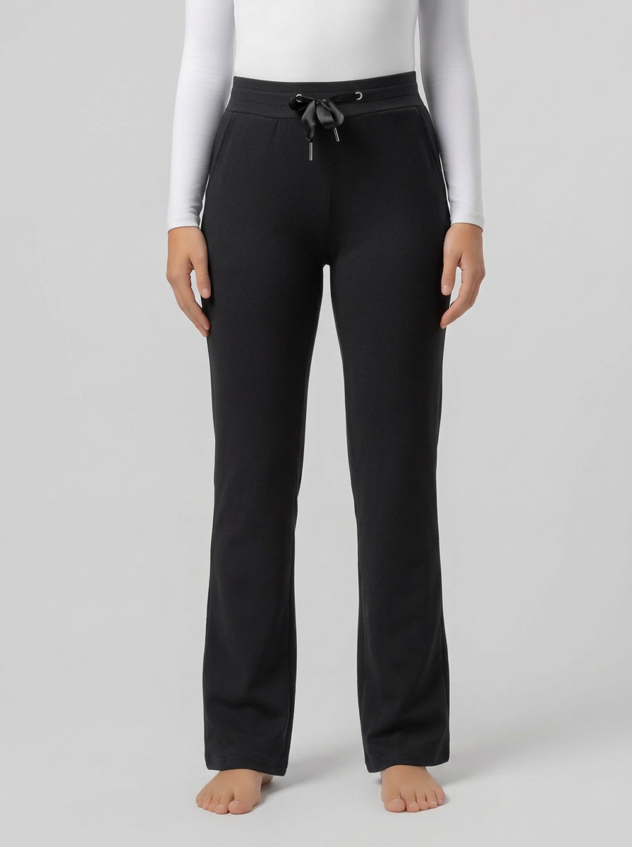 Women’s Warm Straight-Leg Sweatpants With Ribbon Waist