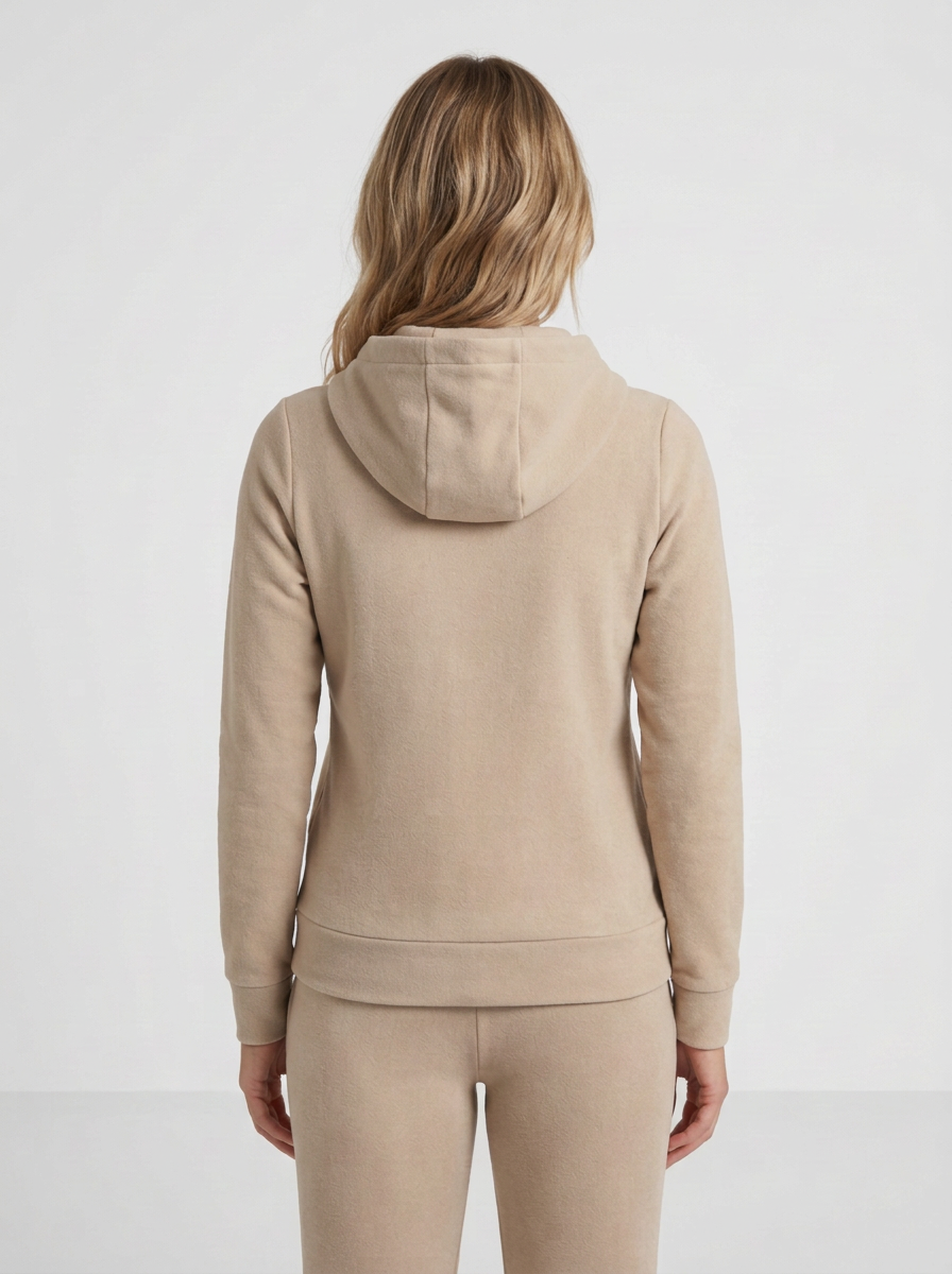 Women's Beige Sweatshirt With Satin Ribbon Detail
