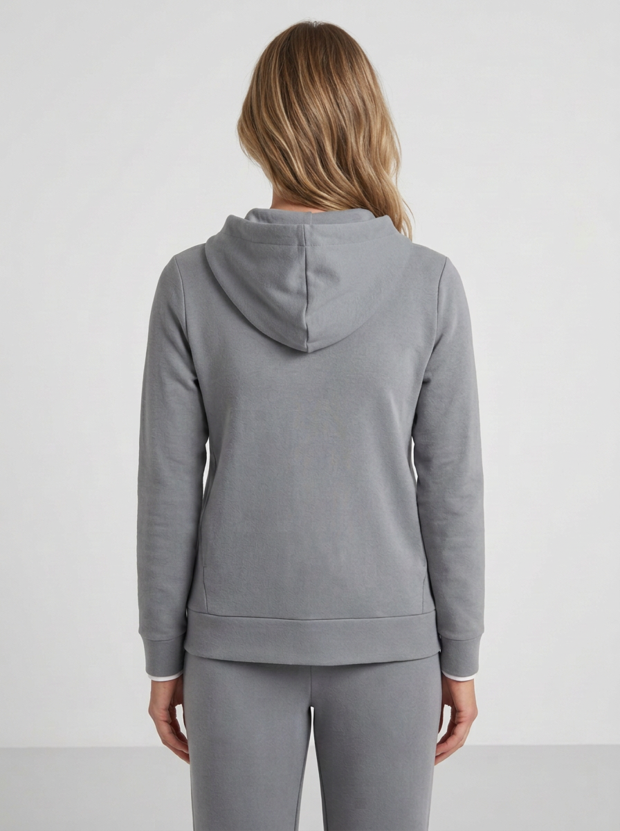 Women's Grey Sweatshirt With Decorative Satin Ribbon