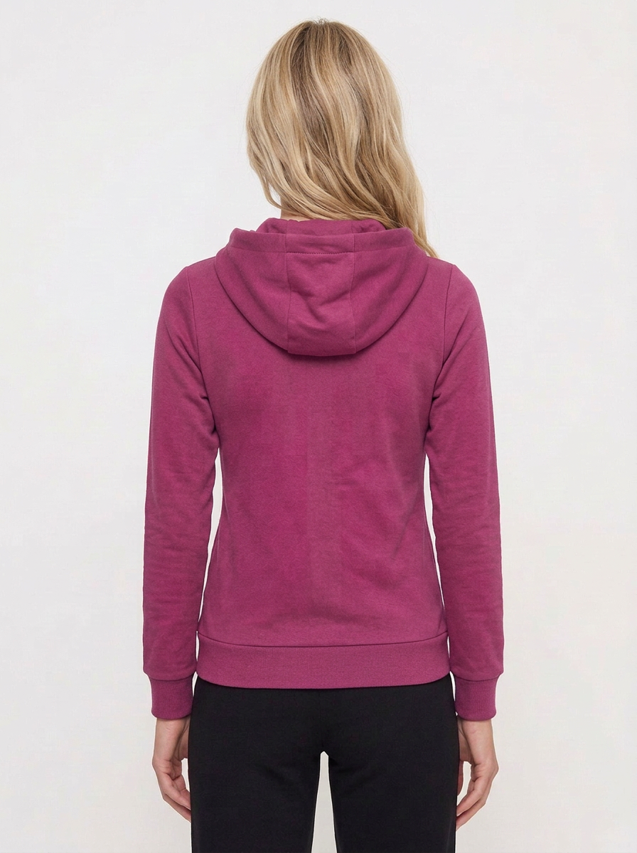 Women’s Pink Zip-Up Hoodie With Satin Ribbon Detail