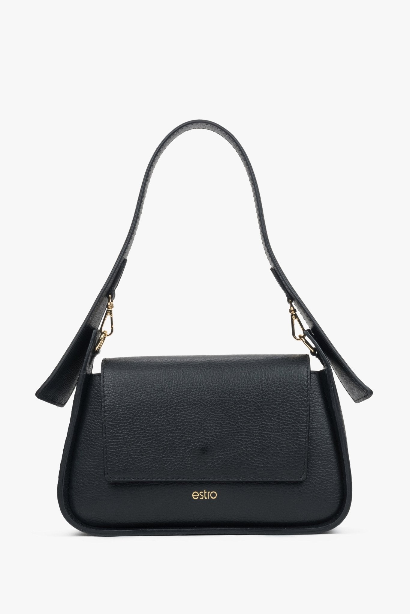 Czarna torebka damska na ramię z włoskiej skóry naturalnej Premium Estro ER00116348 - Kup online w Zorah