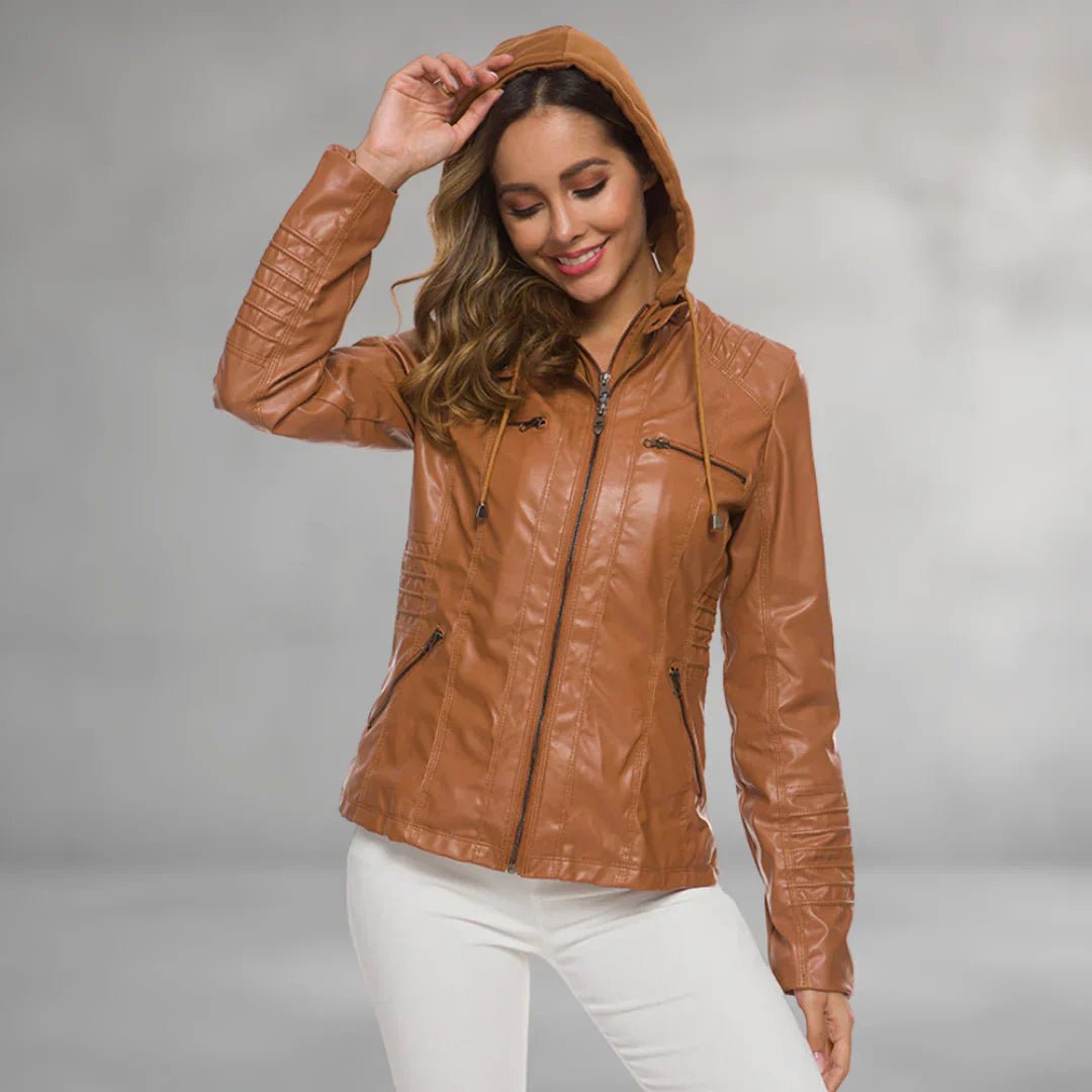 Emma | Skórzana kurtka z kapturem - Kup online w Loafis