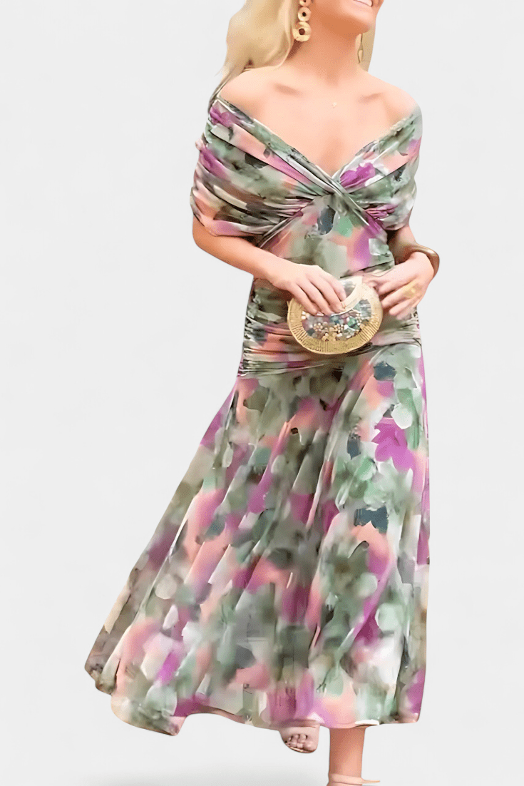 Magda™ | Floral Maxi Dress with V - Neck - Kup online w Zorah