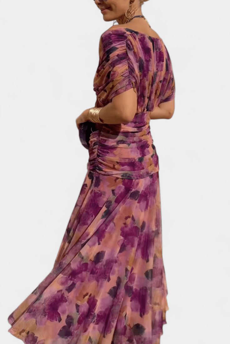 Magda™ | Floral Maxi Dress with V - Neck - Kup online w Zorah