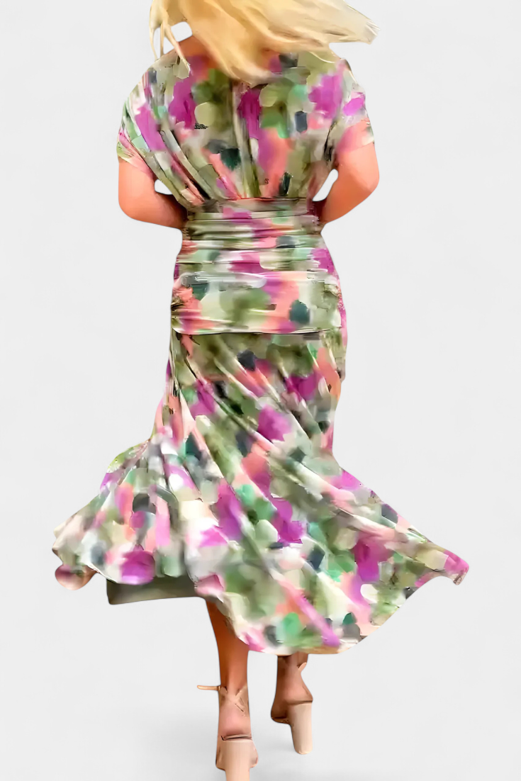 Magda™ | Floral Maxi Dress with V - Neck - Kup online w Zorah