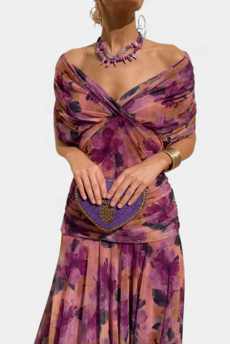 Magda™ | Floral Maxi Dress with V - Neck - Kup online w Zorah