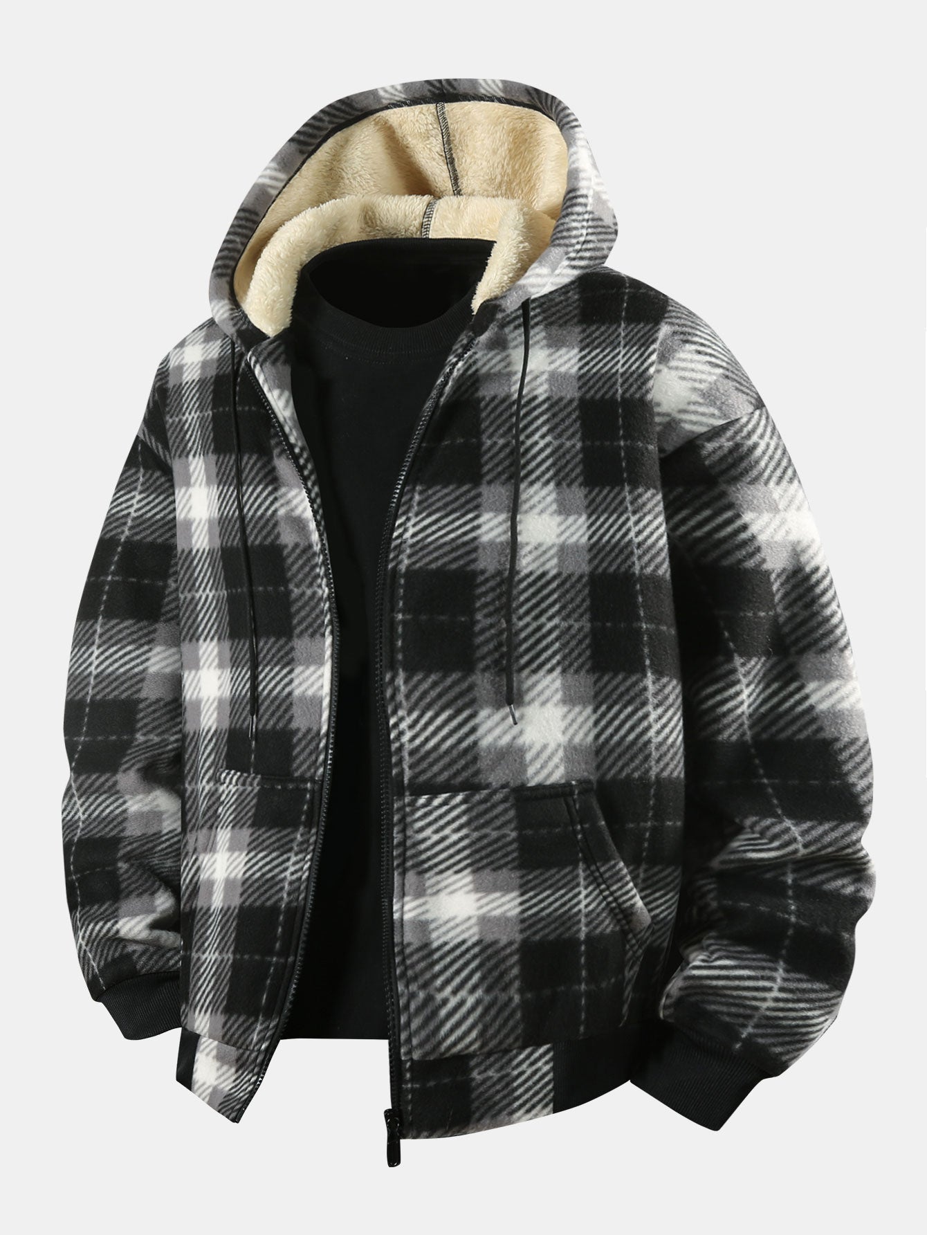 Nash | Teddy - Lined Flannel Zip Hooded Coat - Kup online w Zorah