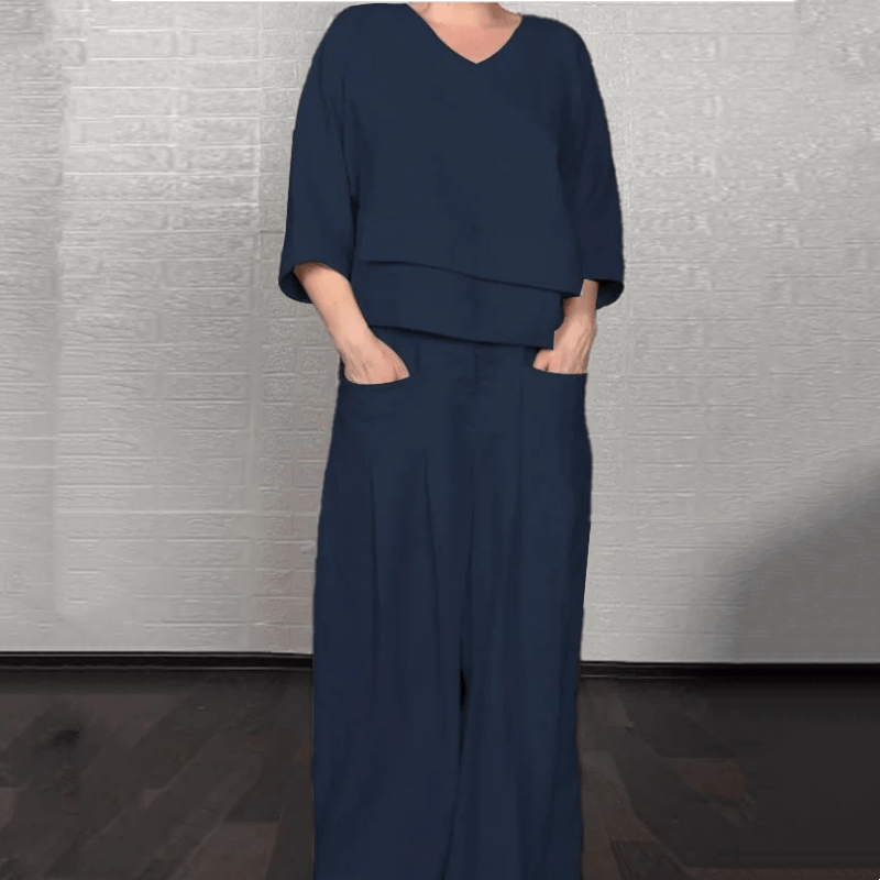 Pola | Elegancki zestaw 2 - częściowy w stylu lnianym - Kup online w Loafis