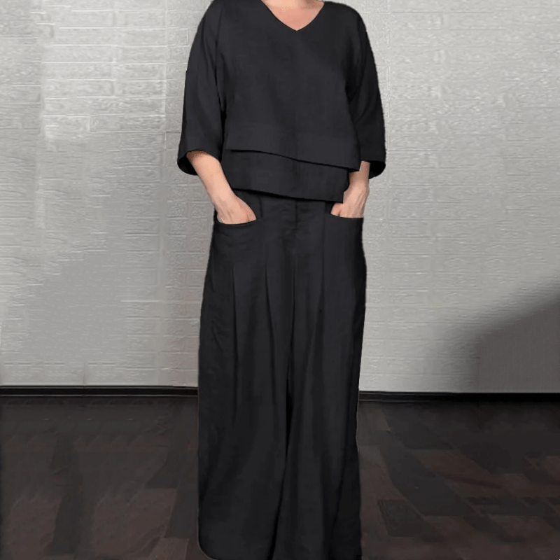 Pola | Elegancki zestaw 2 - częściowy w stylu lnianym - Kup online w Loafis