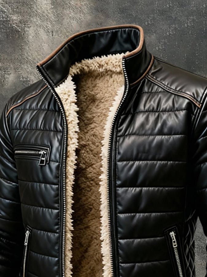 Rob | Black Quilted Sherpa - Lined Jacket - Kup online w Zorah