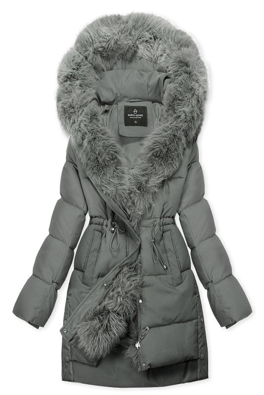 Zimní bunda s odepínací umělou kožešinou šedá - Kup online w Zorah