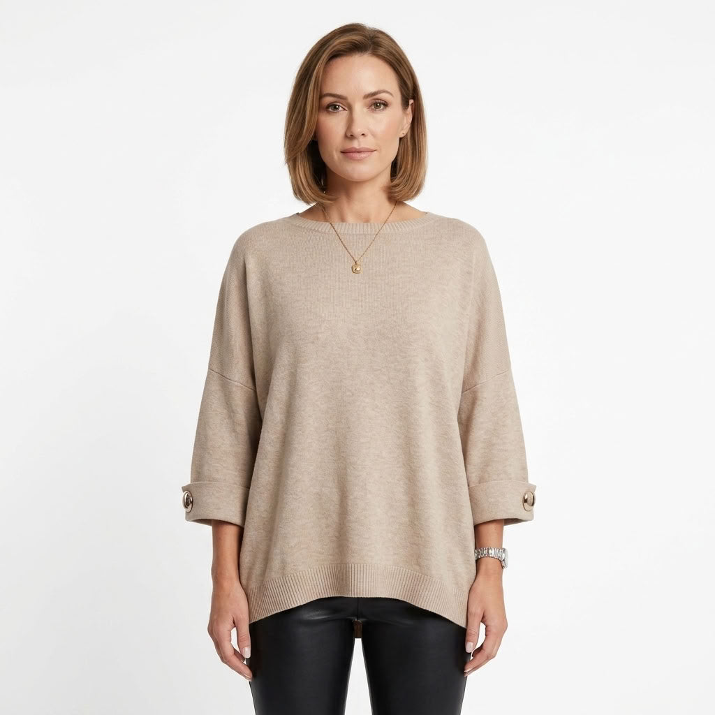 Oversized Wide Sleeve Button Sweater For Women