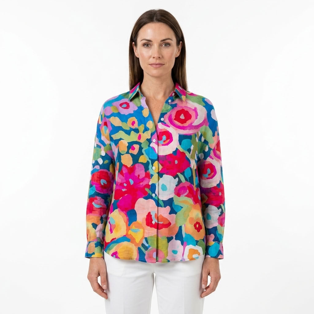 Long Sleeve Floral Blouse For Women