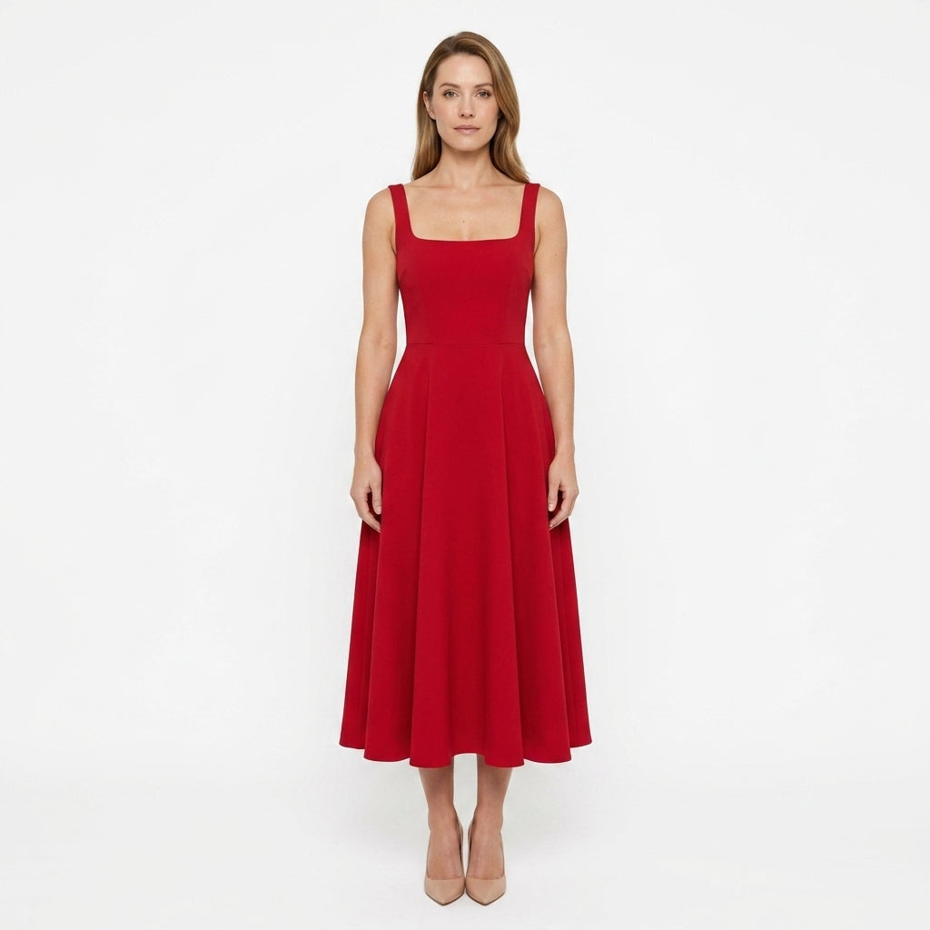 Square Neck Flowing Maxi Dress For Women