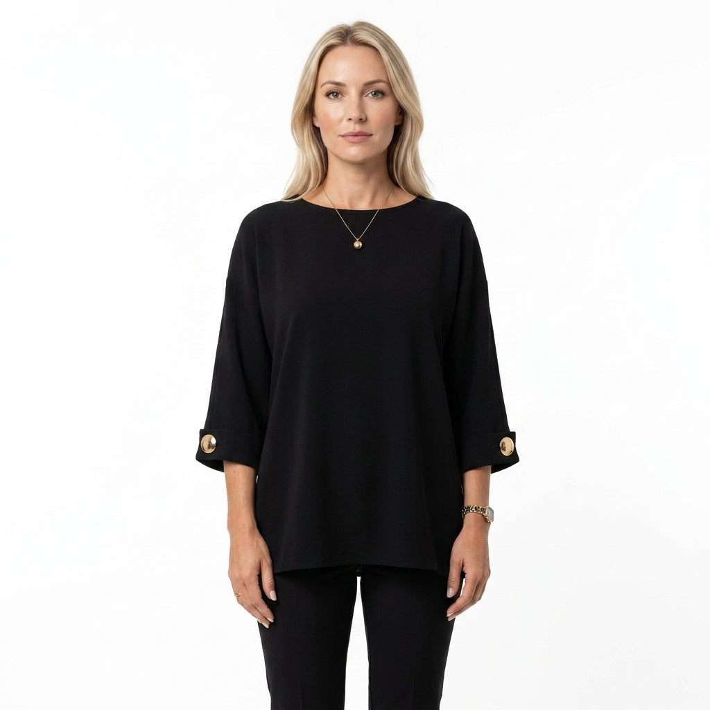 Oversized Wide Sleeve Button Sweater For Women