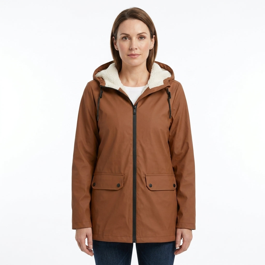 Faux Fur Lined Waterproof Puffer Jacket For Women