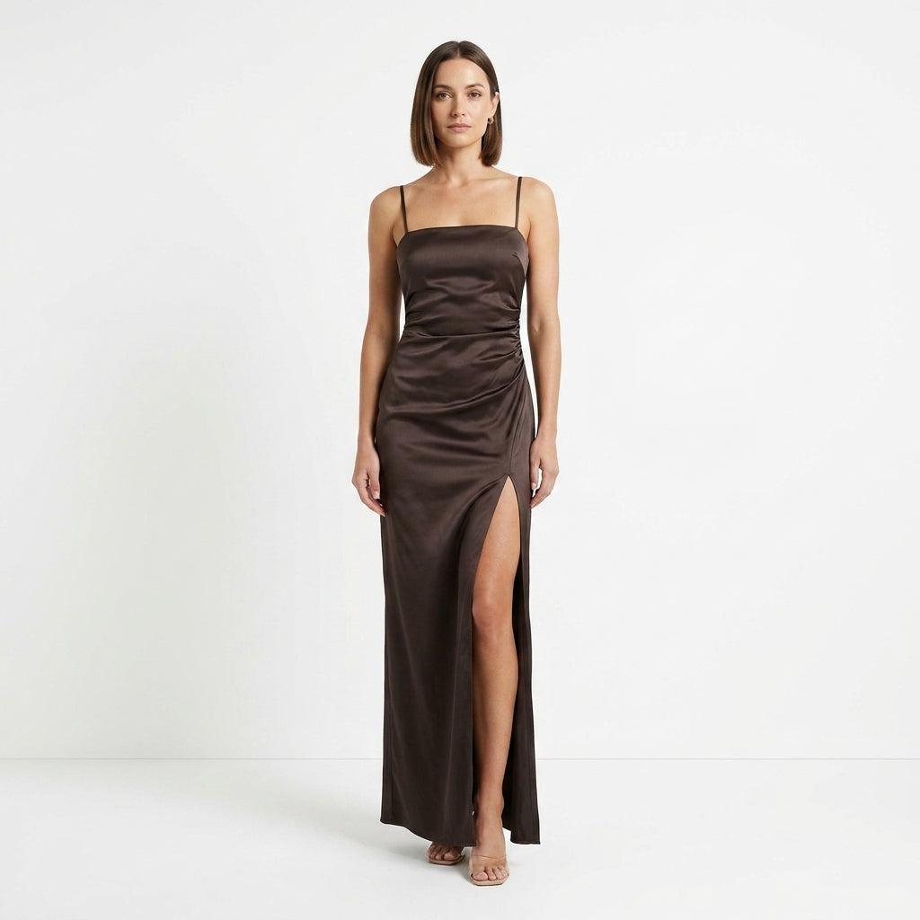 Copper Square Neck Maxi Dress For Women